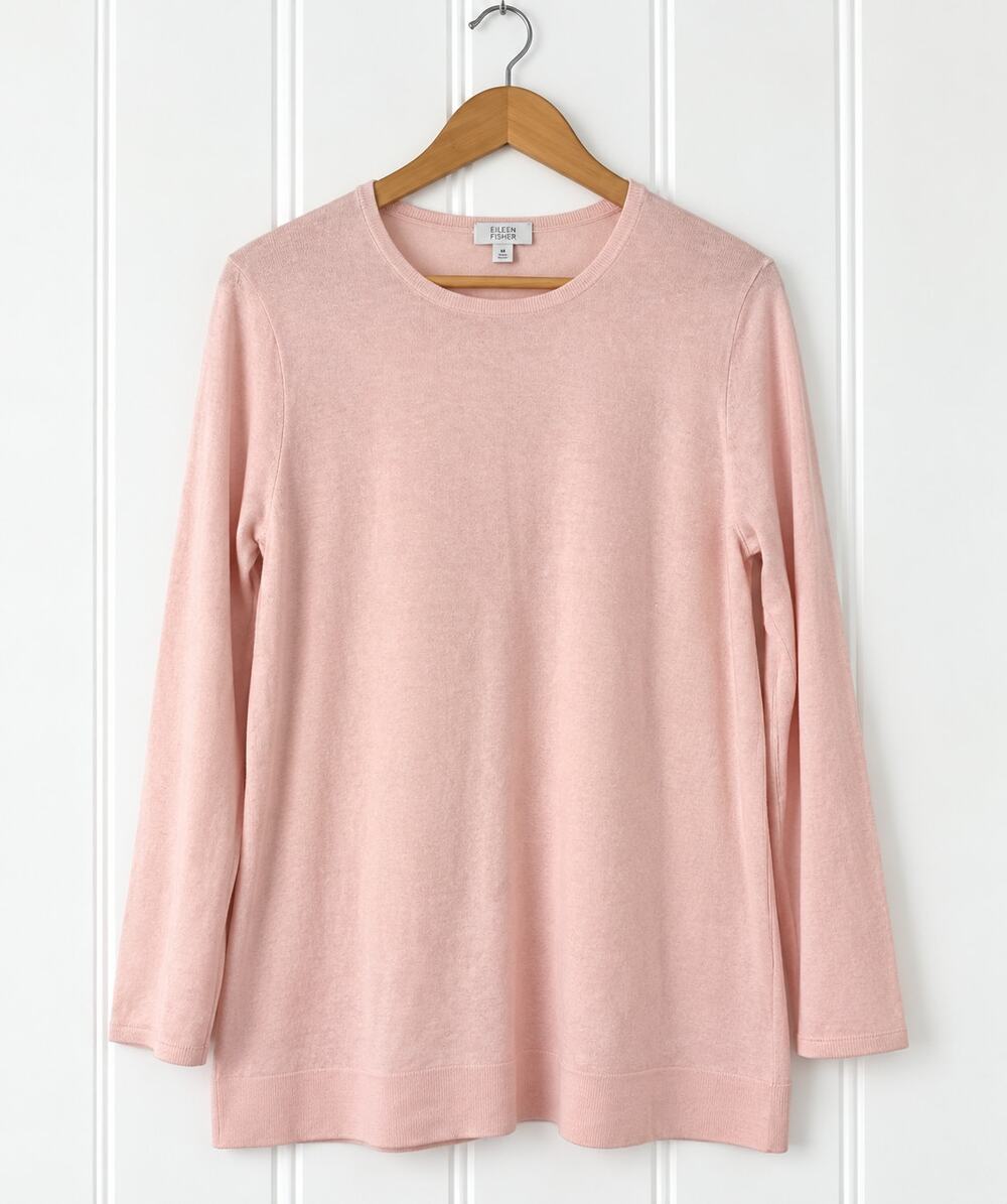 J Jill Sweater Womens MP Medium Petite Pink Cotton Lightweight Tunic Long Sleeve